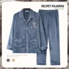 Men's Sleepwear Plus Size Winter Long Sleeve Thick Warm Flannel Pajama Sets for Men Coral Velvet Sleepwear Suit Pyjamas Homewear Clothes 2024 231122