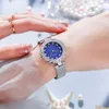 Нарученные часы модное платье Женщины смотрят синий Montre Femme 2023 Сетчатая пояс Ультра-тонкий Relojes Para