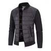 Pulls pour hommes tissu Plus velours rembourré veste pull grande taille manteau mince col montant Patchwork Cardigan hiver