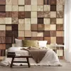 Bakgrundsbilder Custom Nordic Simple Geometric Wood Grain Wallpaper för vardagsrum sovrum bakgrund väggmålning papper hem dekoration