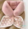 Scarves All-Match Thick Plush Scarf Dots Splice Winter Warm Furry Faux Fur Collar Cross Neck Sleeve For Women Girls