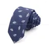 Bow Ties Men's Blue Cotton Denim Solid Color Tie Narrow 6cm Width Necktie Slim Skinny Cravate Flower Dot Business Neckties