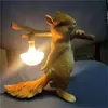 Decorative Objects Figurines Modern Lights Simple Children's Study Resin Squirrel Table Lamp Bedroom Bedside Night Light Living Room Desktop Indoor Deco 231122