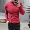 Suéter masculino estilo britânico inverno quente homens gola alta suéteres cor sólida homem coreano casual tricô pullovers harajuku suéteres masculinos S-4XL 231122