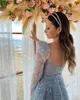 Ankle Length Sequins Princess Prom Dresses Light Sky Blue Glitter Homecoming Dress Sexy Buttons Back Party Birthday Gowns Long Sleeves A Line Bride Wear 2024