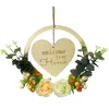 Fleurs décoratives en bois plaque de porte guirlande goutte ornements creux simulation fleur porte signe artisanat cadeaux de fête pour la maison jardin décor