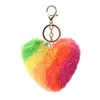 Heart Rainbow Keychain Party Supplies Plush Balls Key Chains Decorative Pendant For Women Bag Keychains Accessories Car Keyring Drop D Dhxf1