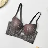 Débardeurs en dentelle imprimé Floral pour femmes, soutien-gorge Push Up, Corset, dos nu, Sexy, col en v, haut court, Camisole, sous-vêtements, Lingerie