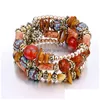 Bracelets de charme Colorf Bracelet Charms Bohème Fleur Bijoux Filles Mode Perles Ethniques Bracelets Pour Femme Vintage Mtilayer Wrap Be Dh3Cn