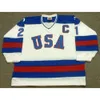 JOHNSON 1980 Team USA K1 Maglia da hockey BILL BAKER MIKE ERUZIONE NEAL BROTEN JACK O'CALLAHAN JIM CRAIG PAVELICH MARK WELLS Bianco raro