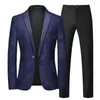 Erkek Suit Blazers İlkbahar ve Sonbahar Erkekler Ekose Takım 2 Set Blazerpants Fashion Business İnce Erkekler Düğün Takımlı Ziyafet Gelinlik 6XL-S 231122