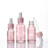 5 ml 10 ml 20 ml 30 ml 50 ml 100 ml Klare rosa Glastropfflasche Serum ätherisches Öl Parfümflaschen mit Reagenzpipette Juuog