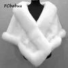 Cape en fausse fourrure pour femme, châle enveloppant, élégant, moelleux, en peluche, manteau chaud, Cape de luxe, Poncho formel pour mariée, hiver