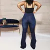 Jeans altos das mulheres roupas grossas denim anteriormente visto feminino queimado cintura alta perna larga solta estiramento atacado marca high-end popular