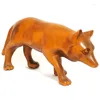 Decorative Figurines Y2242 - 2" Hand Carved Japanese Boxwood Netsuke Wolf Dog