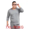 Herr termiska underkläder tjocka flce långa johns varma loose size 150 kg plus storlek elasticitet kvinnor solida byxor topp 2 st set set