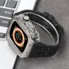 Custodia in lega di titanio Premium AP Mod Kit per Apple Watch Series 9 8 7 6 5 4 SE Cinturino in gomma ultrafluorurata 44mm 45mm 49mm