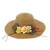 BERETS LADY STRAW HAT SOMMER SUNSCREEN LEASURE CAP WIDE BRIM Women's Sun Visor Protection Shading With Flower Gorras L2