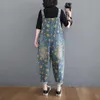 Dżinsy damskie uśmiechnięte twarzą drukarnia dżinsowe spodnie paski dla kobiet Jumpsuits High talia luźna design letnia moda 230422