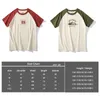 Herren T-Shirts Akkad Kuti Sommer Stitching Raglanärmel Mann Retro T-Shirt Frauen Casual Chinese Printing T-Shirts Student Green Red Tee 230422