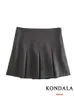 Kjolar kondala vintage mörkgrå mini kjolar kvinnor ruffles veckade sexiga shorts kjolar kvinnliga mode streetwear mujer faldas 230422