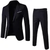 남자 정장 2pcs/set plus size men solice molar long sleeve lapel button business suit 가을 패션 웨딩 세트 빈티지