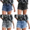 Women's Shorts Fashion Women Casual Sexy Hole Stretch Denim Ladies High Waisted Button Pocket Slim Short Mini Pants Jeans Pink Trend