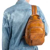 Schooltassen XZAN Mannen Rugzak Cross Body Schouder Borst Tas Echte Koeienhuid Retro Reizen Designer Mannelijke Lederen Knapzak Rugzak