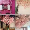 Fleurs décoratives Couronnes Artificielle Fleur De Cerisier Branche Maison Plafond Rotin El Aménagement Paysager Fond Décoration Murale De Mariage DIY Arche