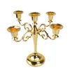 Metalowe świece 5-ramię 3-ramion stojak na świeca Dekoracja ślubna Candelabra Centerpiece Candlestick Decor Crafts Silver Gold 2 C188D