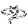 S3617 mode smycken geometrisk tecknad söt kattring för kvinnor som öppnar justerbara ringar