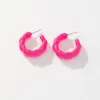 Hoop Earrings 1Pair Retro Exaggerated Fried Dough Twists Ring Candy Color C-shaped Macaron Colorful Multi-color Earring