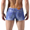 Unterhosen Herren Imitation Jeans Baumwolle Sexy Mid Waist Boxer für Teenager Mode Groß