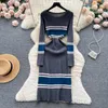 Casual Dresses Elegant Stripe O Neck Long Sleeve Knit Pencil Dress Slim Basic Fashion Sweater Vestido Sexy Women Winter Clothing