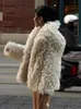 Women's Fur Faux Fur Fashion Faux Fur Coat Woman Elegant Turndown Collar Long Sleeve Short Coats Winter Solid Loose Luxury Warm Office Lady Jacket 231122