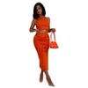 Women's Two Piece Pants Women 2 Summer Outfits Crewneck Tanks Tops Split Bodycon Midi Skirt Dress Set Club Party N7YE