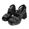 Klädskor 2023 Plattform Mary Jane Sandals Women's Elegant Party Gothic Woman Sexy High Heels Stripper Rock med Kabuki Club