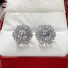 Stud Earrings Eternity Cubic Zirconia Flower For Women High Quality Wedding Accessories Classic Versatile Female Jewelry