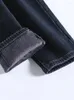 Jeans de femme oversize 95kg harem ajouter velours 2023 hiver taille haute denim pantalon noir épais vaqueros chaud baggy coréen femme pantalon