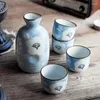 Heupflessen Blauwe Bloem Wijnset Japanse Sake Keramische Pot Met Drinkbeker Flagon Bar (1 4 Kopjes)