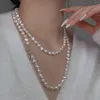 Chaînes Chaîne de pull Naturel Blanc 10-11mm Collier de perles baroques Longue boucle OT Français Perles en forme rétro Joker Loisirs Femme