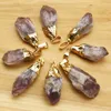 Anhänger Halsketten Natürlicher roher Erz Amethyst Unregelmäßige vergoldete Halskette Heilung Reiki Charms DIY Schmuck Zubehör Geschenk Großhandel 8 Stück