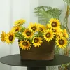 Fleurs décoratives DIA 9CM PU, fleur de tournesol artificielle, décoration de maison, soleil, décoration de salon européen