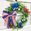Decorative Flowers Wreath For Patriotic Independence Day And Jul 4th Home Decorations Red White Blue Artificial Modern Christmas Indoor