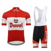 DUVEL beer HERREN Radtrikot-Set rot Pro Team Radsportbekleidung 9D Gel atmungsaktives Polster MTB ROAD MOUNTAIN Bike Wear Racing Clo Bike 270er Jahre