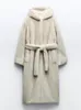 Womens Fur Faux RR2833 X Long faux fur coat with hood winter warm fake mink jacket front buckle womens waist strap 231121