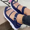 Sandalen Mode Frühling und Sommer Frauen Dicke Sohle Einfarbig Transparent Obermaterial Offene Zehenschnalle Bequemes Licht Lässig