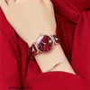 Rosdn Limited Watches Mouvement suisse Lawston Montre incrustée de diamants pour femme Chinois Rouge Petite étoile du ciel frais Évider Cadeau pour petite amie HB1E