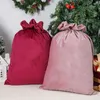 Juldekorationer 2023 Luxury Velvet Santa Sack Personlig dragskoförvaringsväska Stor tom för Packing Gift Xmas Decor 231121