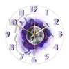壁の時計ザトウクジラと月の印刷されたアクリルクロック紫色のファンタジーアートワーク時計のリビングルームサイレントクォーツ1894